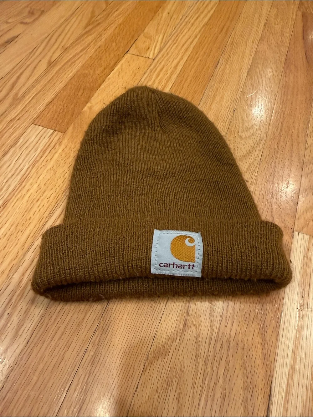 Carhartt Kids Brown Knit Cuffed Beanie with Logo Patch